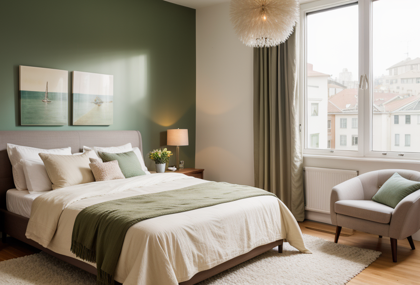 Интерьер спальни созданный с использованием ИИ 