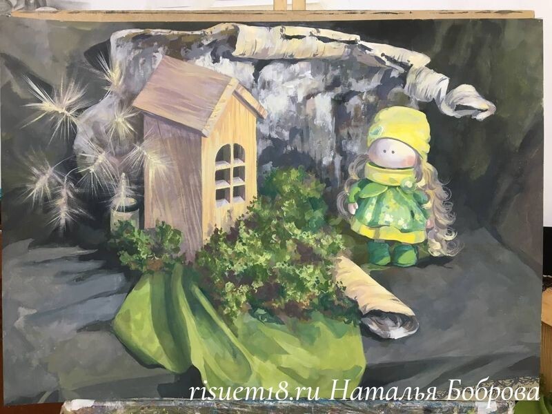 Сказочный натюрморт. гуашь, бумага 50х70