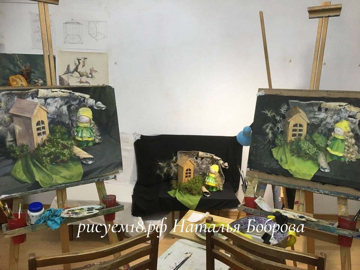 Занятия по живописи в студии. г. Ижевск. Натюрморт гуашью.