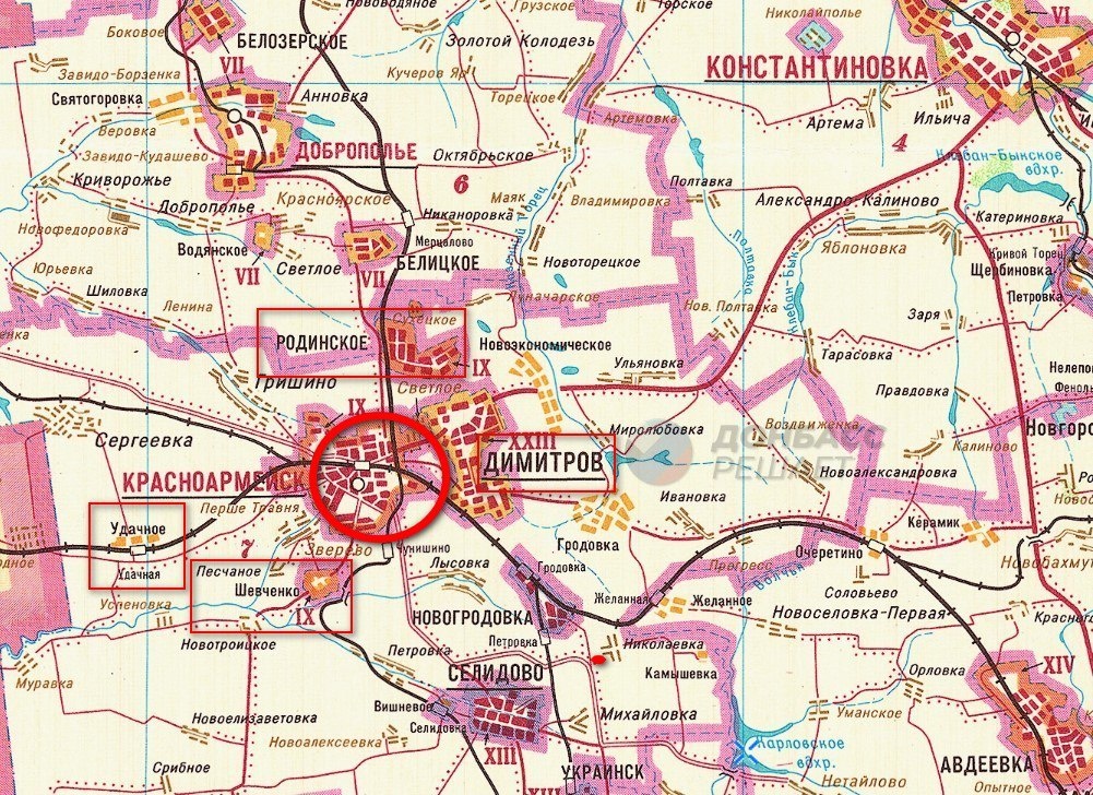    Еще советская карта, на которой отмечены угольные шахты. Телеграм-канал «Дневник штурмовика».