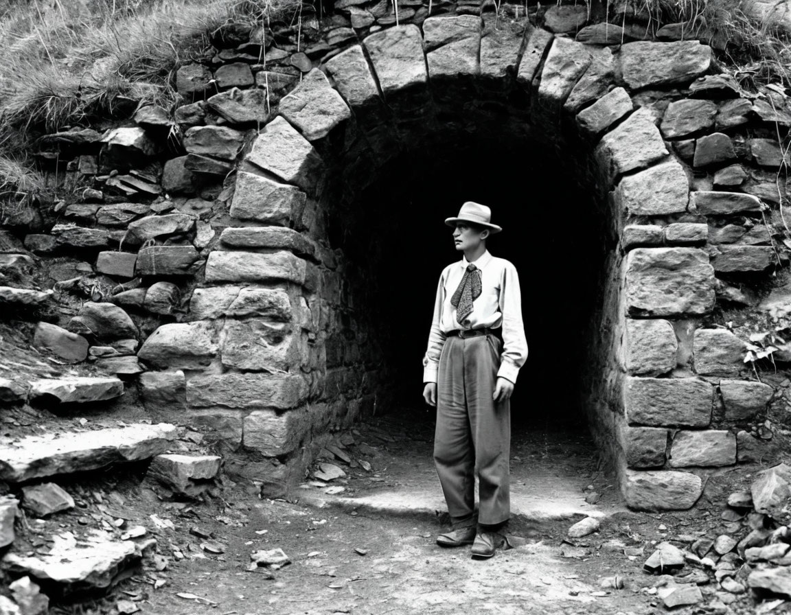 Профессор Миллер в молодости исследует вход в парижские катакомбы