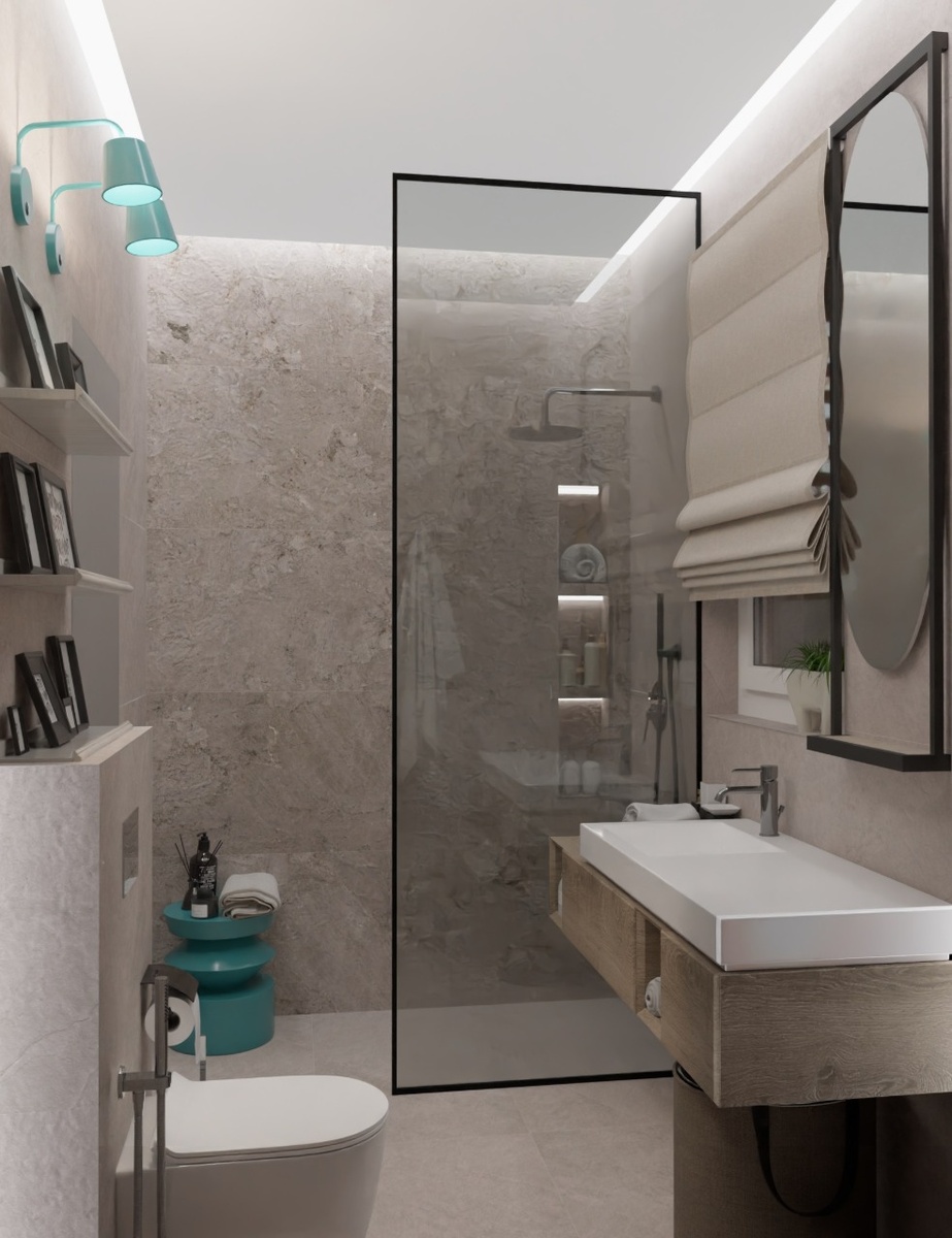 Проект «Дали Керамика»: керамогранит ASH white от польского бренда Limone, керамогранит AMARILLO от фабрики Идальго 