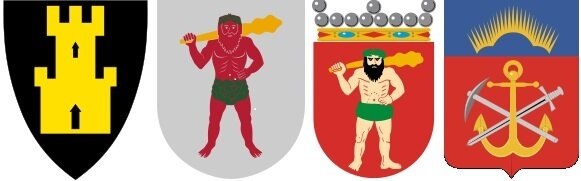 Гербы территорий , входящих в Лапландию: норвежский Финнмарк, шведская Лаппланд, финская Лаппи и российская Мурманская область