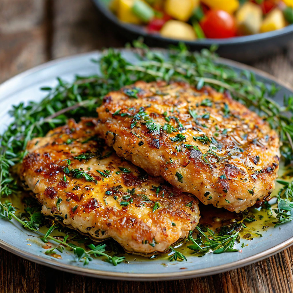 Нежные куриные котлеты с зеленью.