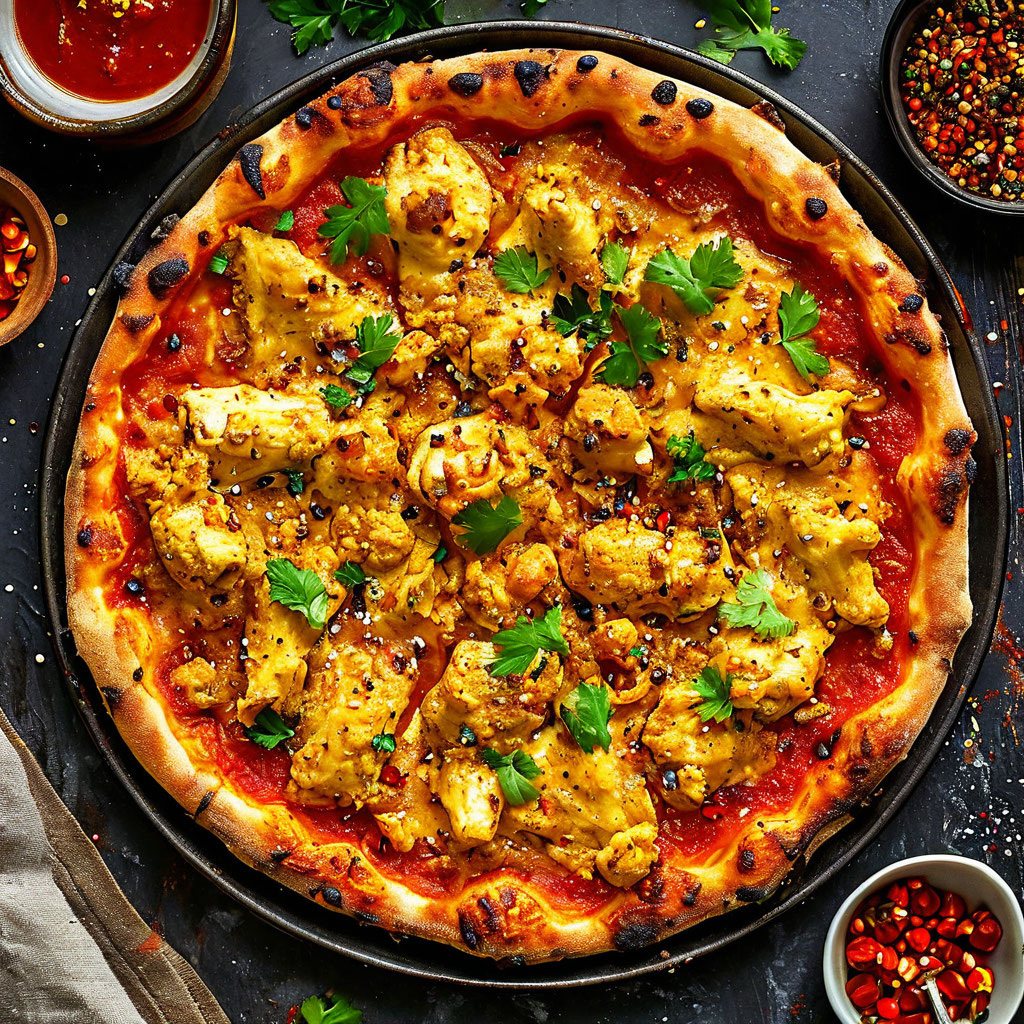 Пицца с карри и курицей 🍗✨