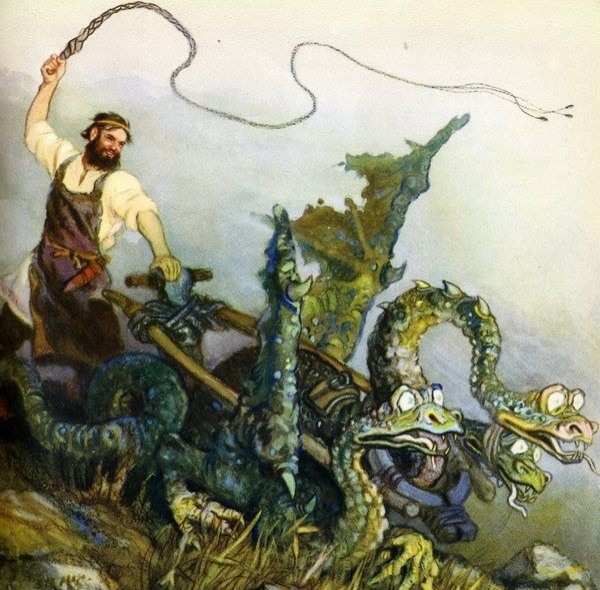 Иллюстрация к сказке "Никита Кожемяка и Змей Горыныч"