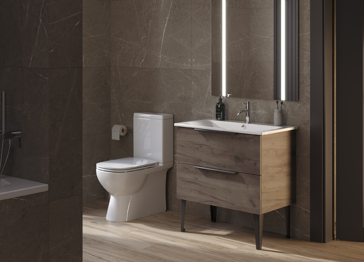 Раковина и тумба Breeze в оттенке дуб крафт табачный