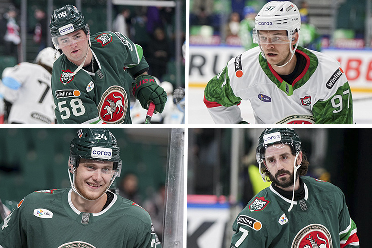    Митчелл Миллер, Ник Петан, Илья Сафонов и Егор Бабенко сейчас в лазарете «Ак Барса».   
Фото: ak-bars.ru