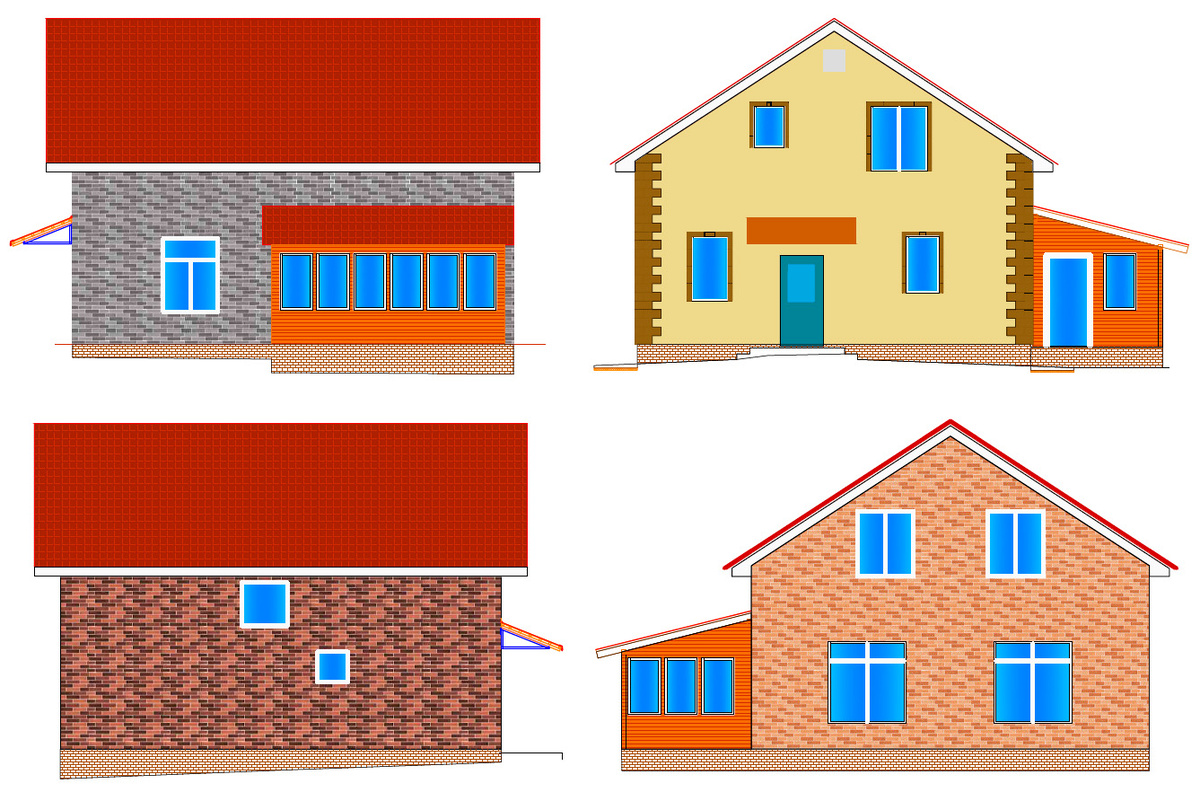 Сделал несколько видов фасада на развертках своего дома