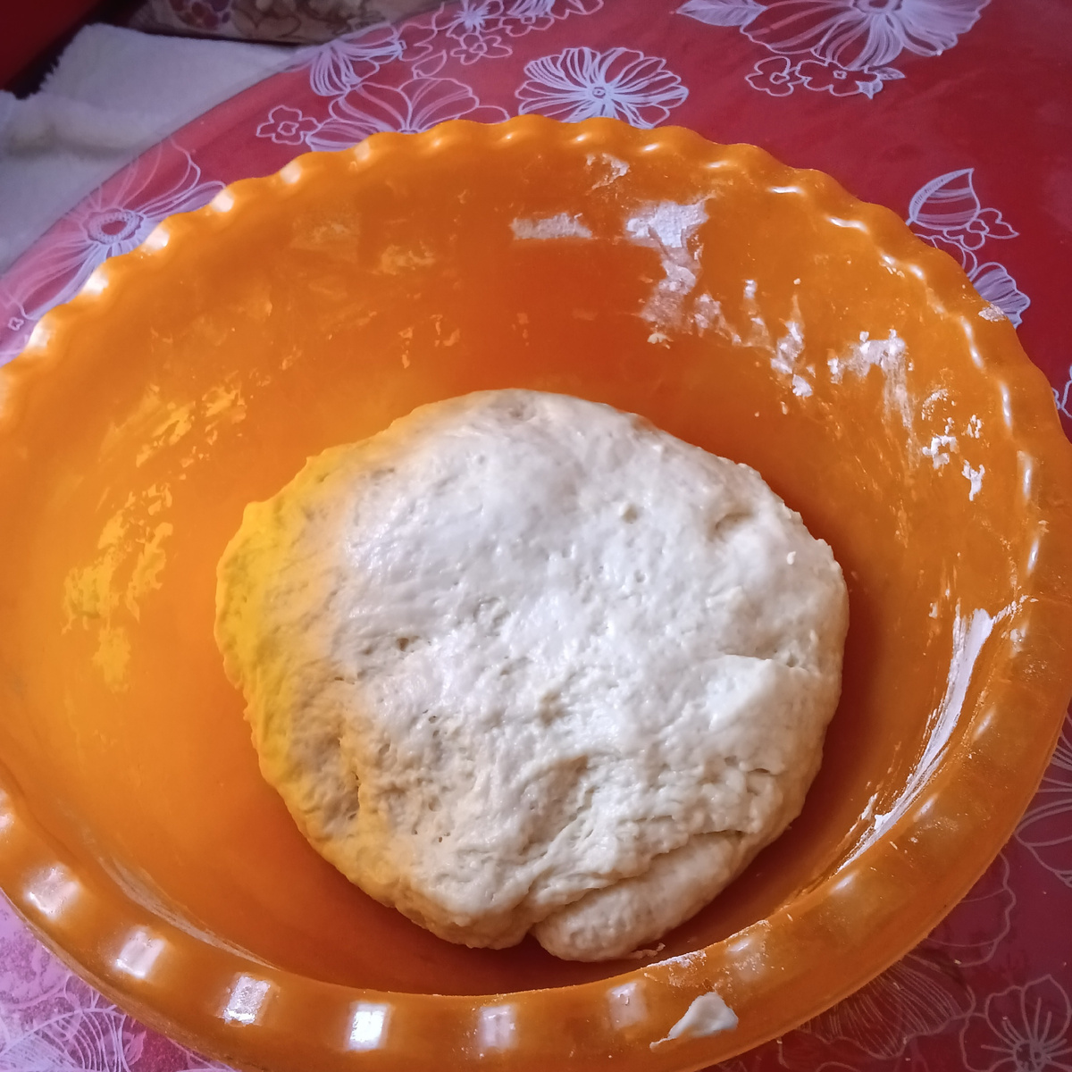 Замесила тесто, ставлю на расстойку. Обязательно закройте крышкой или пищевой пленкой.