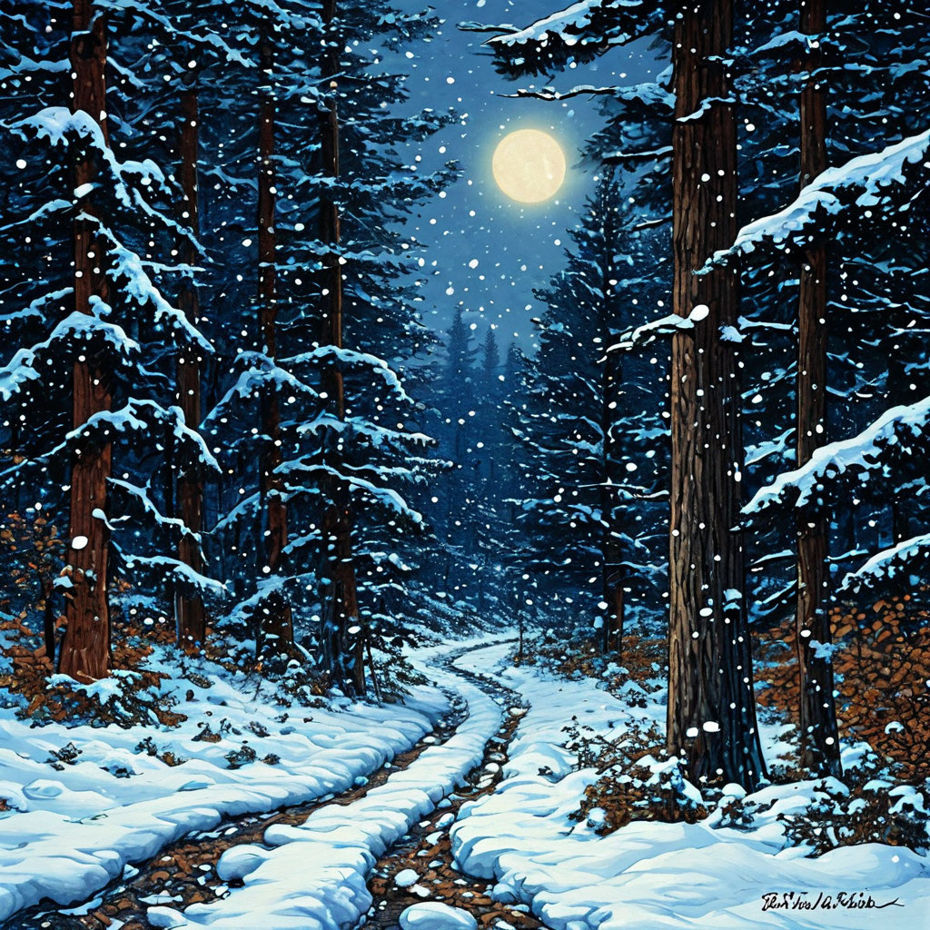 Ночь в лесу. Изображение от ИИ Шедеврум