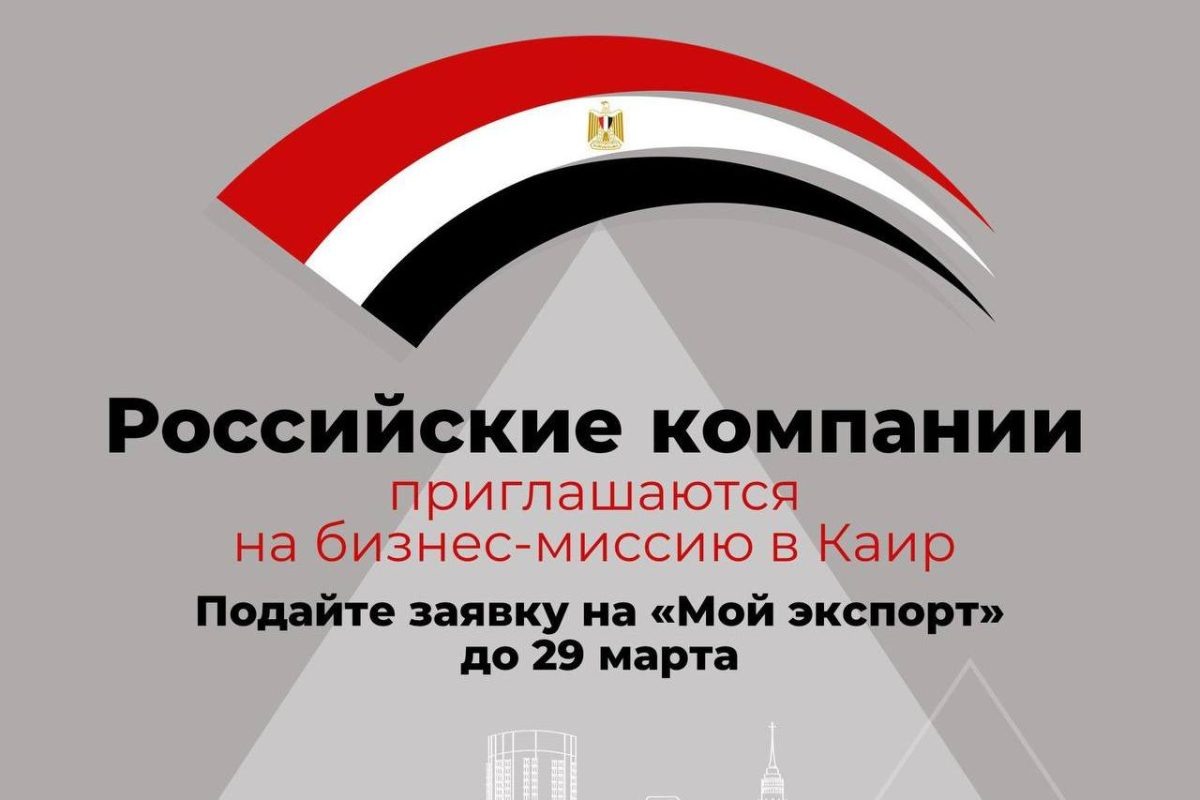    Российский экспортный центр приглашает нижегородские предприятия принять участие в многоотраслевой деловой миссии в Египет