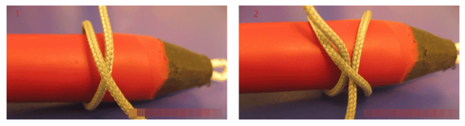 После того, как петля сформированна и продета во внутреннюю полость тяги, используя специальную нить "constrictor cord" начинаем вязать хитрый, самозятягивающийся и не распускающийся узел.

Этап первый, петля раз..... и два.