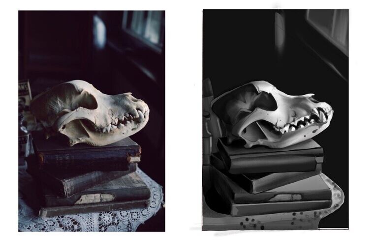 Пример натюрморта со свето-теневым контрастом