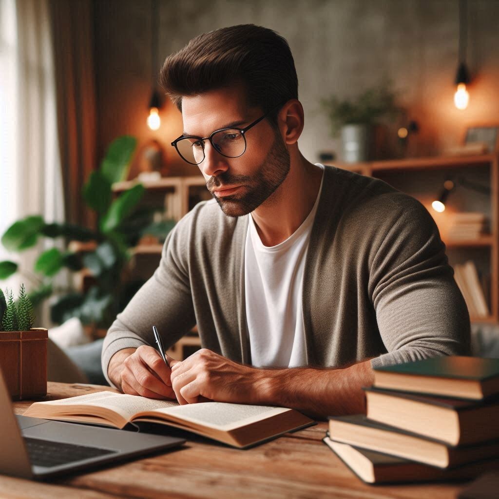 Мужчина учится