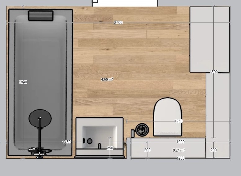 Ванная комната_Планировочное решение, 2D план автора.