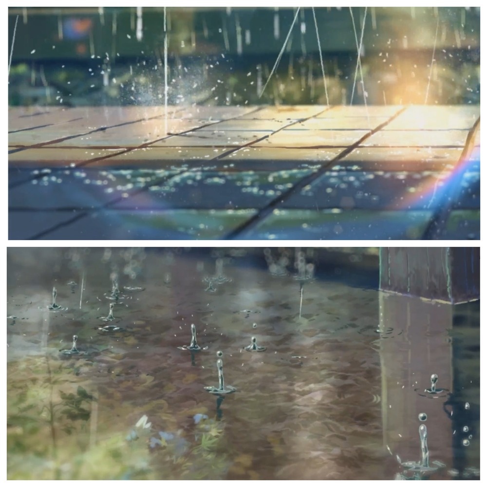 На фото обработанные мной скрины из полнометражного драматического анимационного фильма "Сад изящных слов", режиссёр и сценарист Макото Синкая, студия CoMix Wave Films. Скрины собраны в коллаж, который демонстрирует общий визуальный фон аниме и облики главных героев для оценки их плюсов в этом направлении. Все материалы принадлежат правообладателям и размещены исключительно в информационных целях.