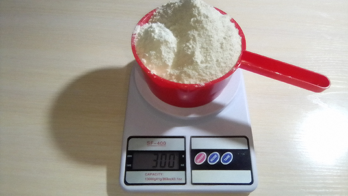 Мука высшего сорта напополам с цельнозерновой.