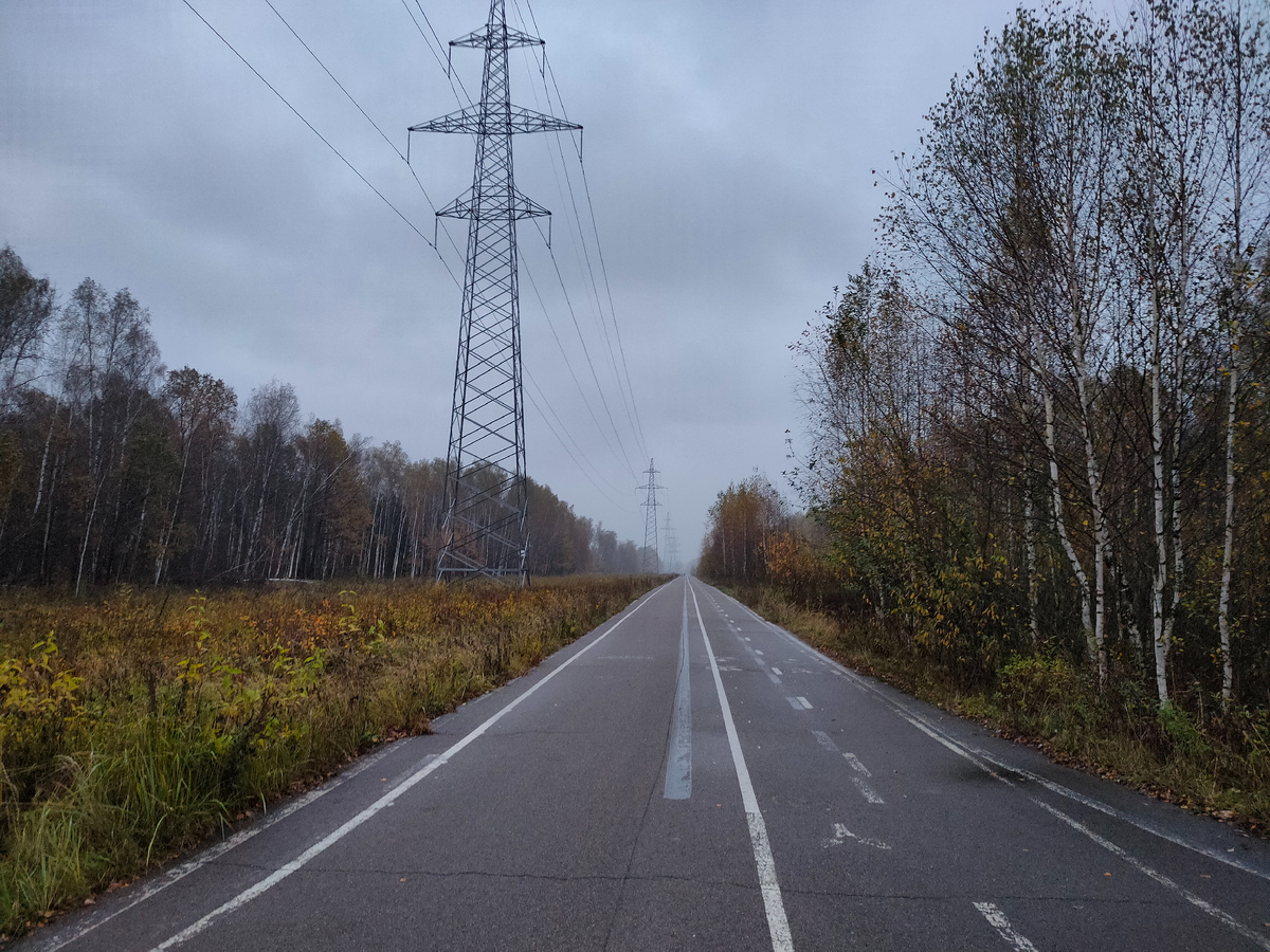 Часть велодорожки идущая вдоль ЛЭП (отмечена на карте зеленым)