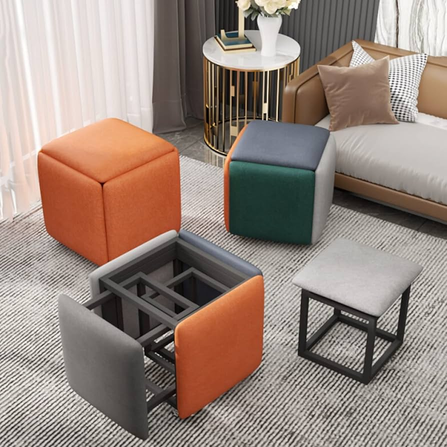 Спрячьте табурет внутрь пуфа и оставьте его незамеченным: решение для малогабаритных квартир