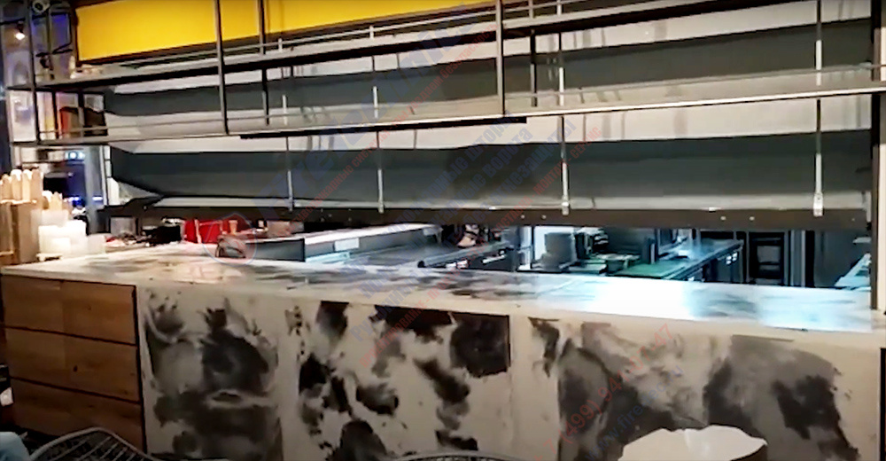 Противопожарные шторы "Гармошка" на фудкорте