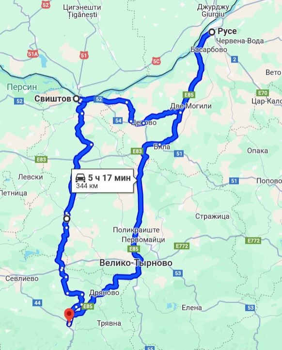 Наш маршрут. Дунай - это одновременно и граница между Болгарией и Румынией.