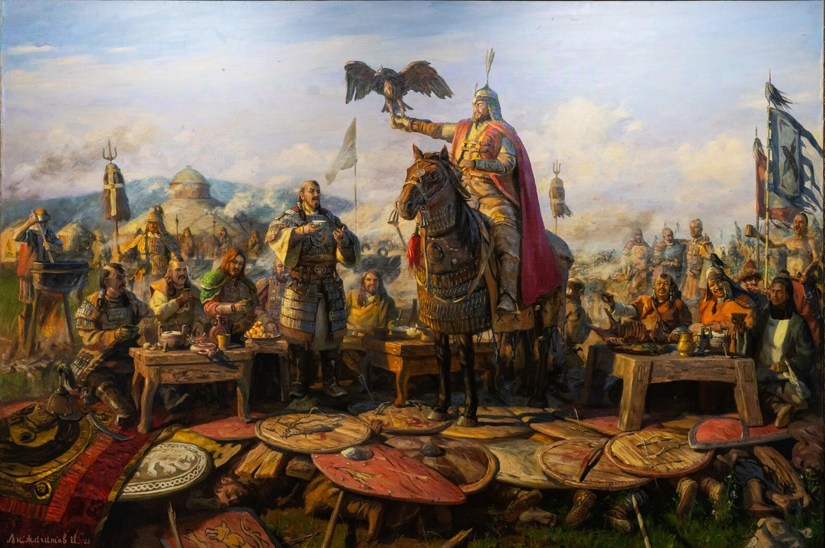 Татаро-монгольский пир на телах русских князей. Картина висит административном здании ДУМ РФ, рядом с Соборной мечетью Москвы.