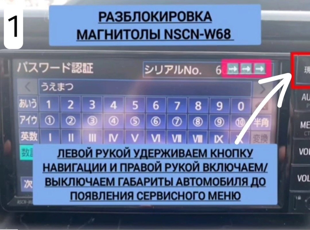 Зажимаем верхнюю кнопку навигации и несколько раз нужно будет включить, выключить габариты 
