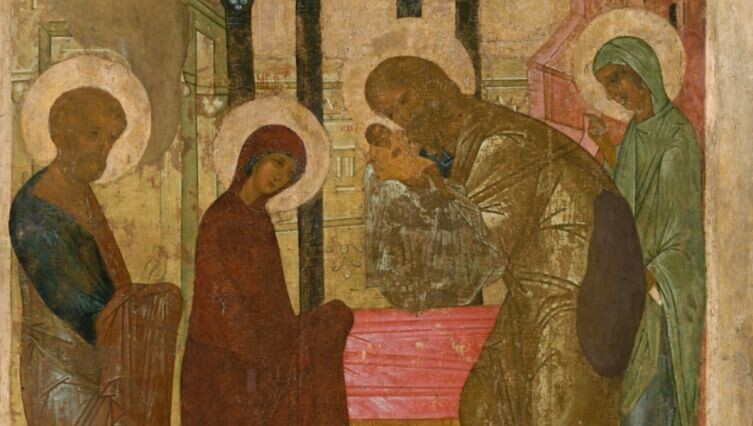    Что означает праздник Сретения Господня? Андрей Рублёв. Сретение (фрагмент). Около 1408 г. Фото: общественное достояние