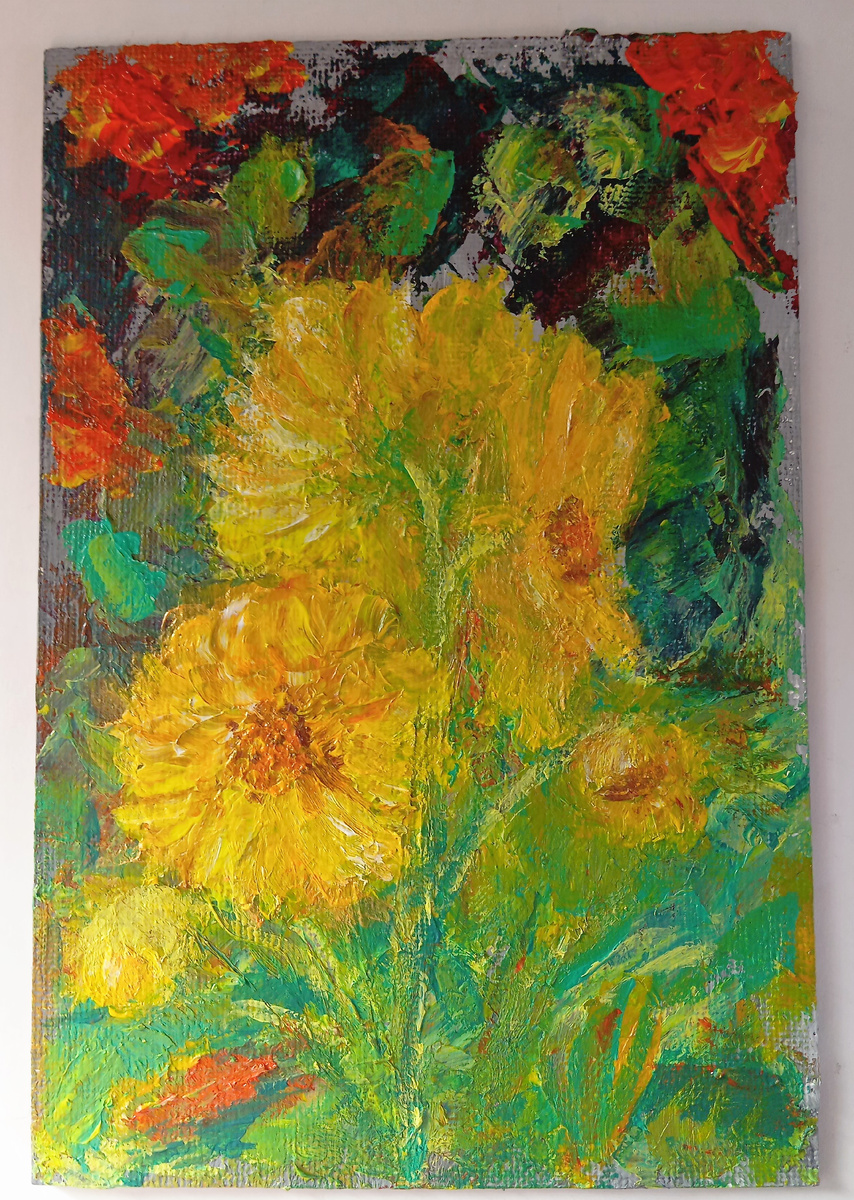 Осенние георгины Акрил панель 20х30