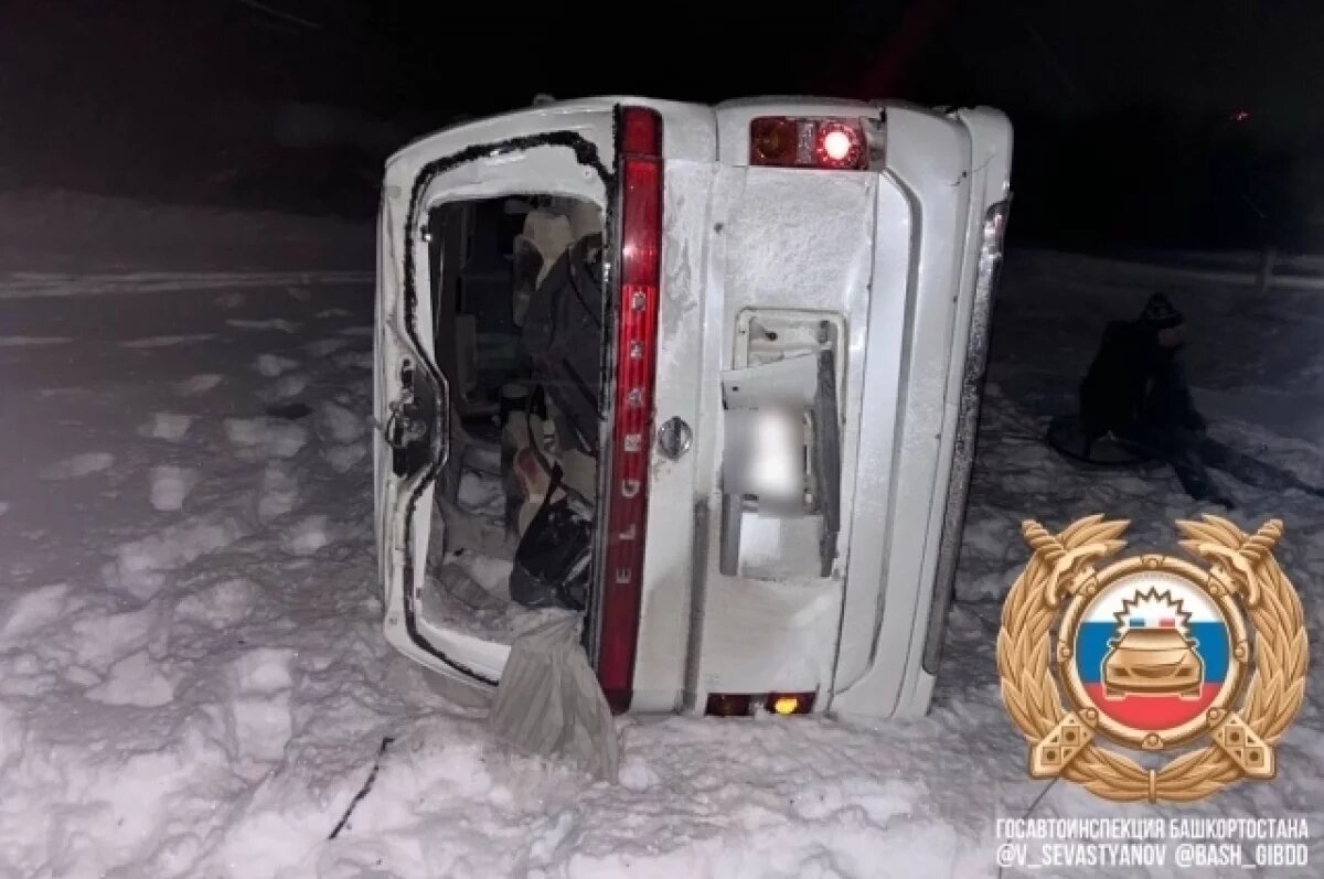    Минивэн Nissan Elgrand с 7 пассажирами перевернулся на трассе Уфа-Оренбург