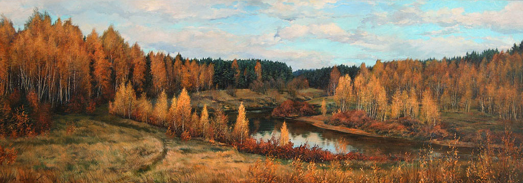Алексей Зотов, Река Которосль, холст, масло, 40х135