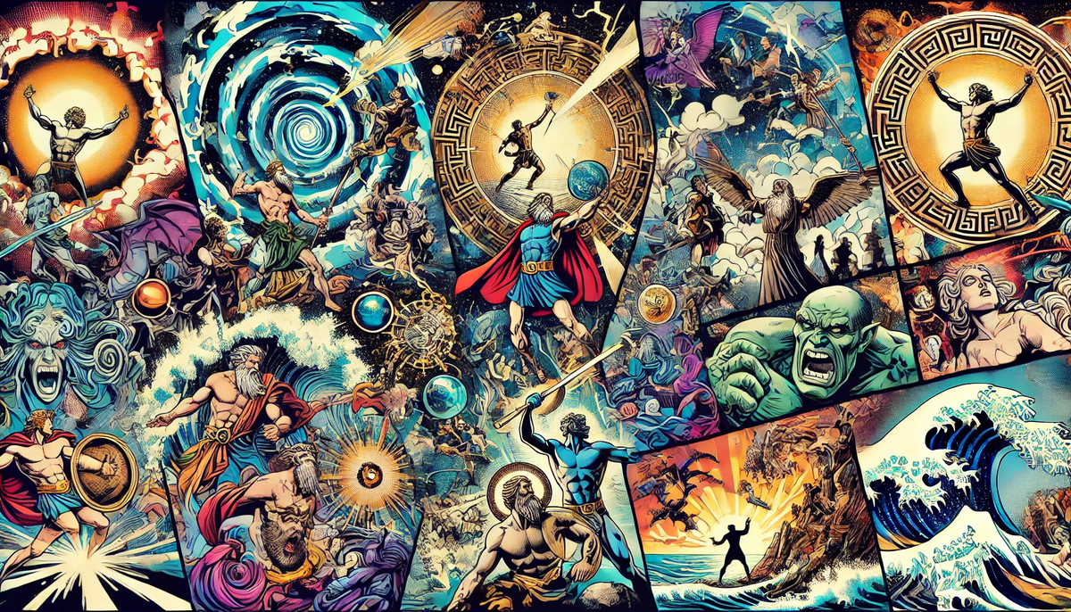 Титаны — старейшины, которые правили до богов, но проиграли своим детям и появились Олимпийцы, которые наражали героев