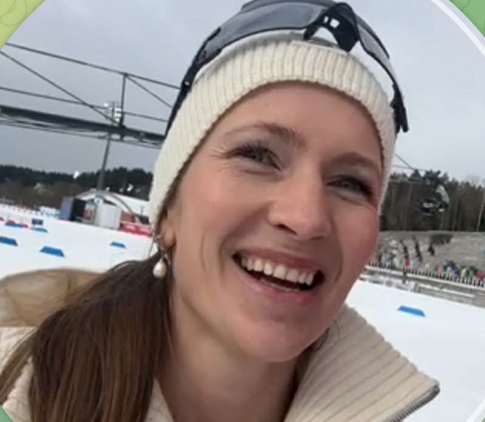    Домрачева ответила на вопросы Губерниева. Фото: кадр видео телеграм-канала Дмитрия Губерниева.