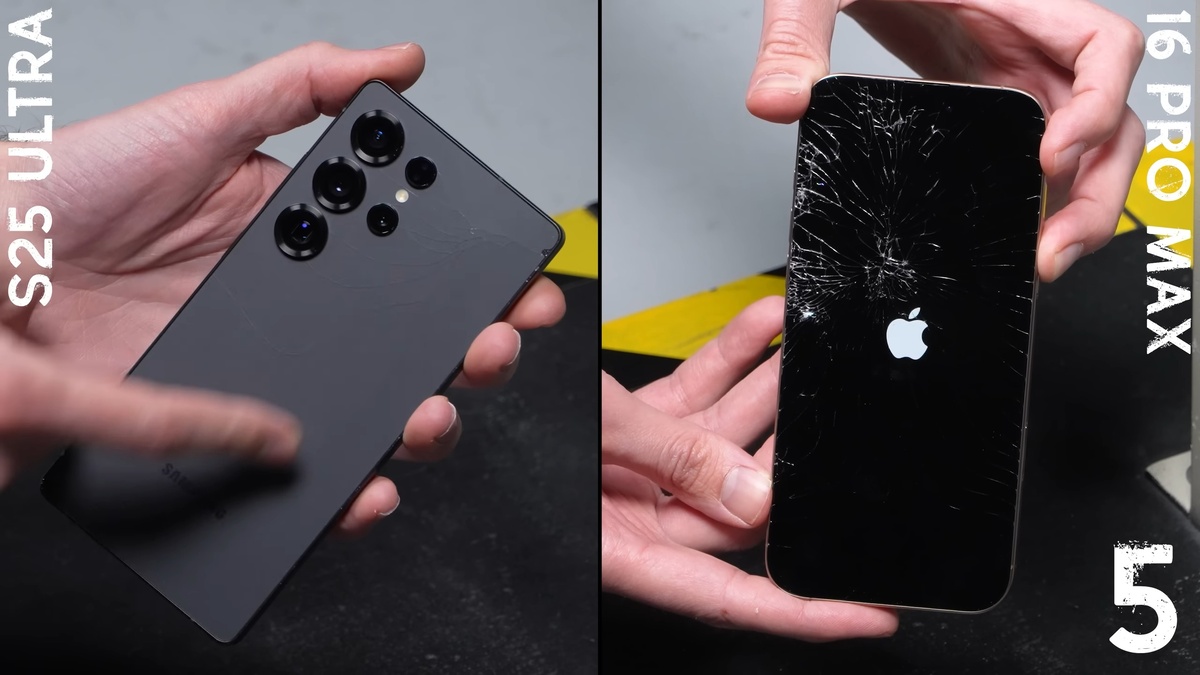 Как будет выглядеть с 25 ультра Samsung Galaxy S25 Ultra и iPhone 16 Pro Max бросали на бетон и сталь, и вот что