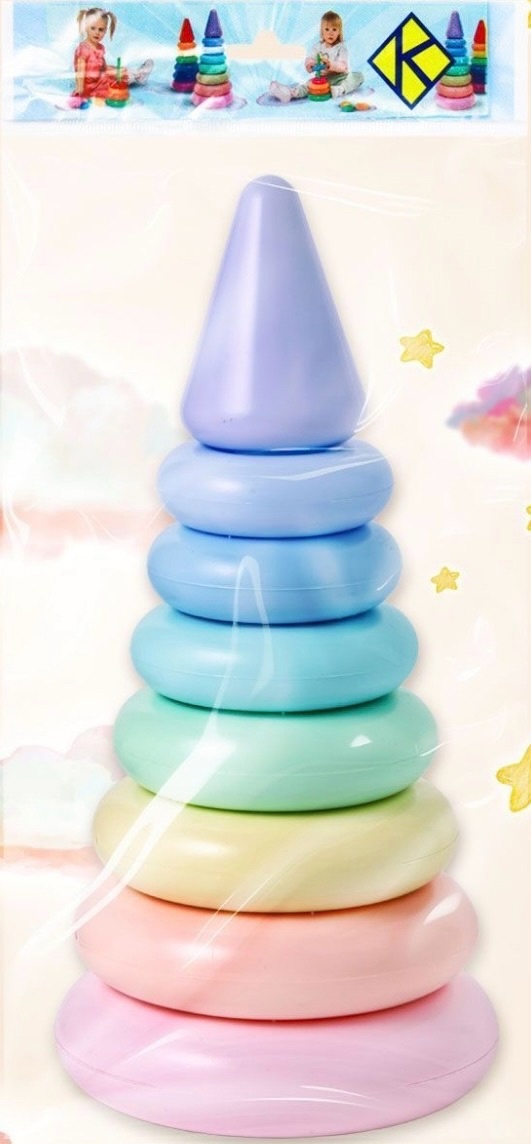 В этой пирамидке мало цветов, но много оттенков, что может путать малыша