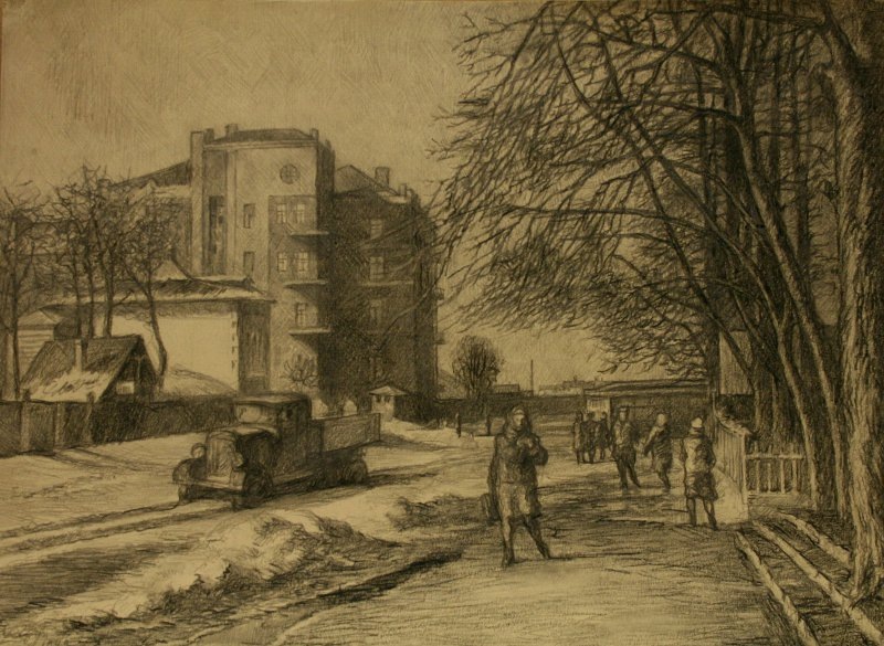 Цуп Д.П. Демидовская улица весной. из серии "Иваново". 1949.