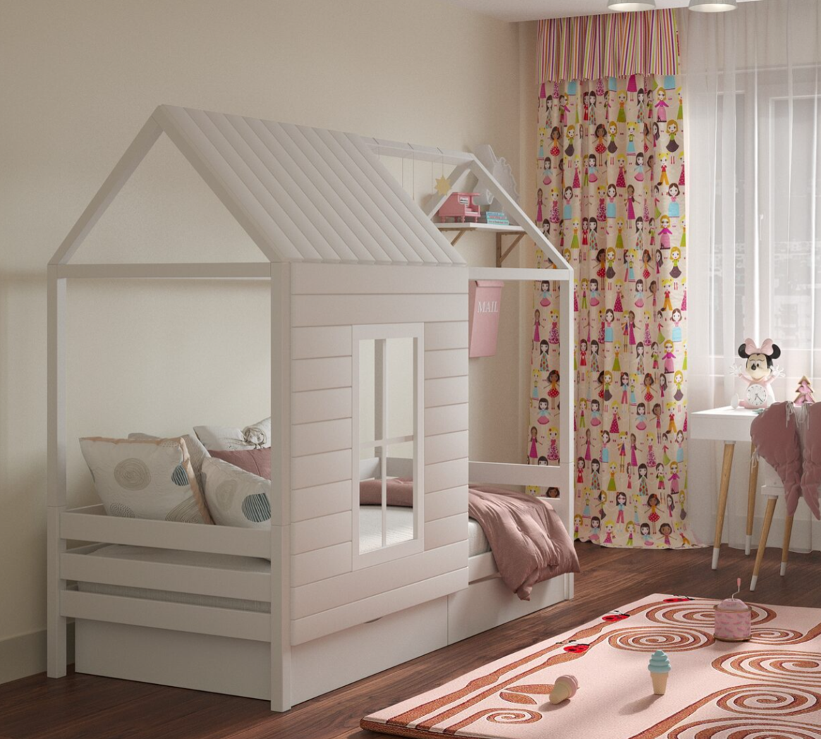 Детская.Онлайн Домик одноярусный с окошком и имитацией крыши, выпускается в размерах 16х80 /180х90/ 200х90 - модель производится с 2022 года. Доступна к заказу на сайте производителя.