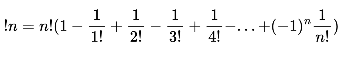 Формула Субфакториала
