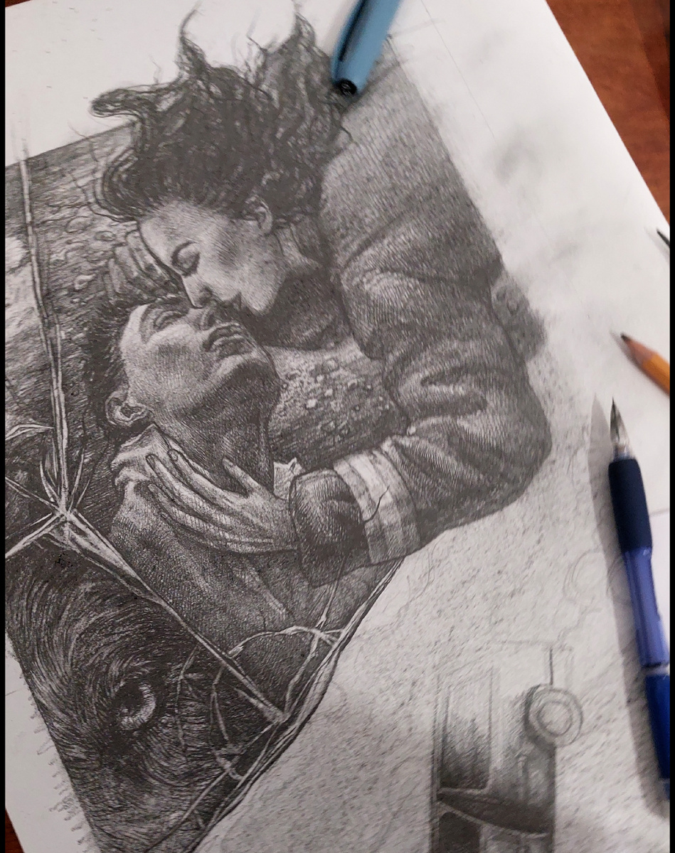 Фрагмент рисунка в процессе