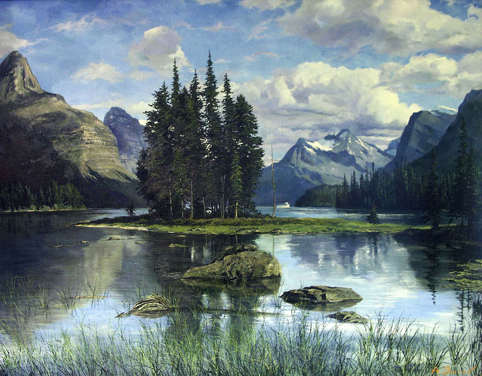 Алексей Зотов, Озеро Малайн, Канада, холст, масло, 70х90