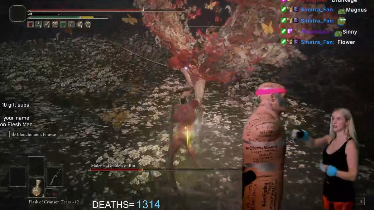    Стримерша забила всех боссов в Elden Ring, играя на боксёрском манекене