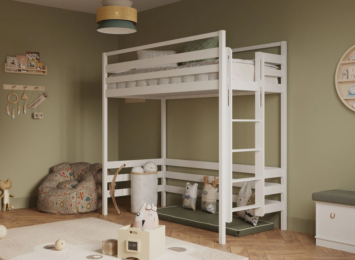 Классический вариант кровака-чердак с лесенкой (лесенка с поручнями)