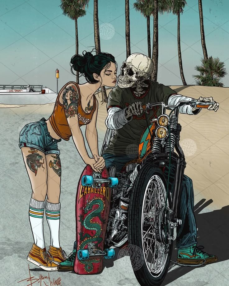 1 Чопперы, девушки, скейтборды и скелеты - типичные темы Бастера Уайза