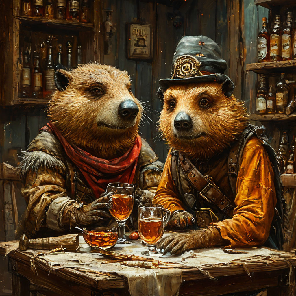 Сидим с бобром за столом