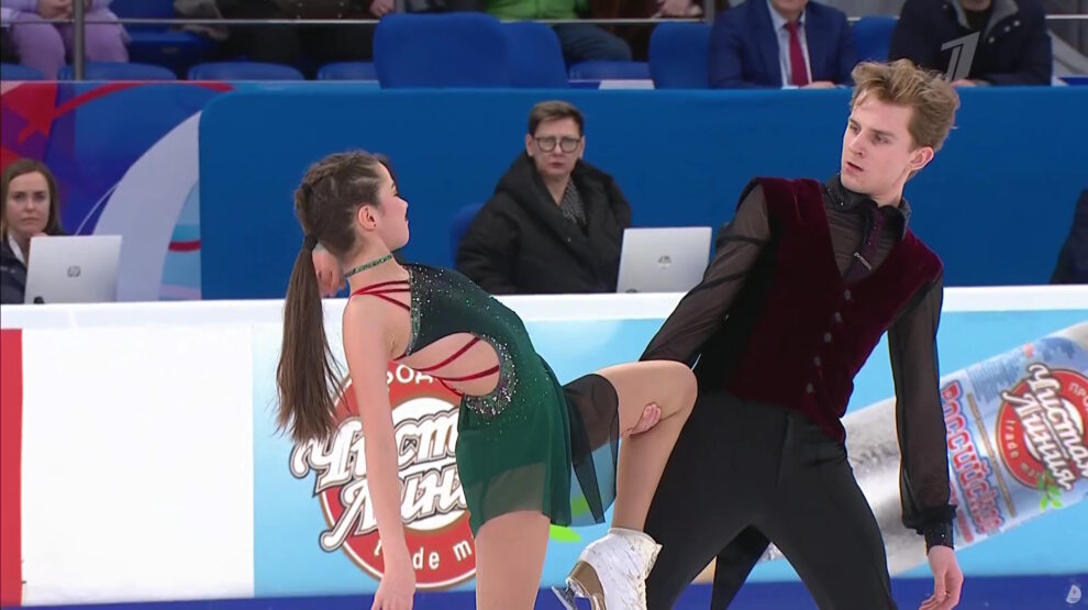 Анна Щербакова и Егор Гончаров. Фото: стоп-кадр прямого эфира «Первого канала»