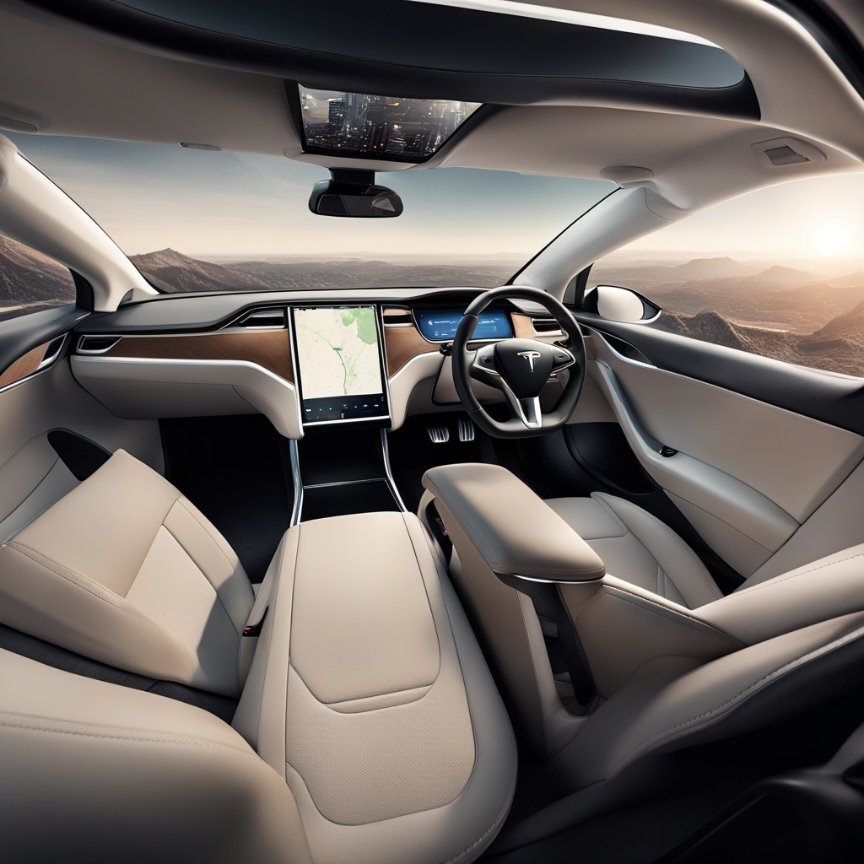 Салон автомобиля тесла 