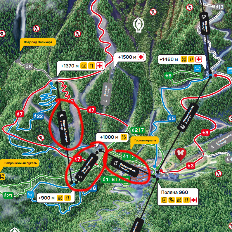 Маршрут на карте подъемников