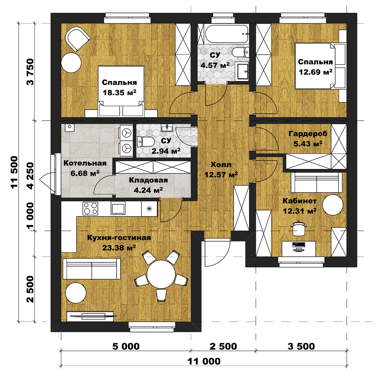 Планировка дома 103м2