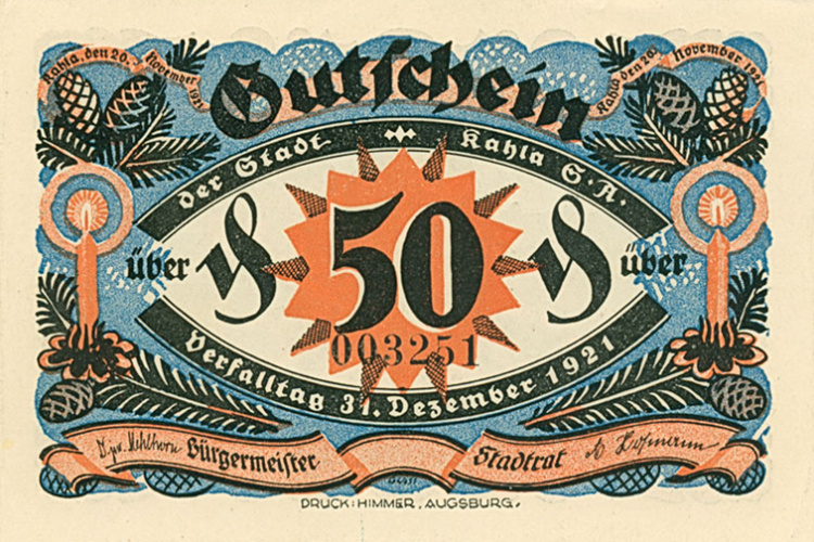 Кала. 50 пфеннигов 1921 "серия Рождество"